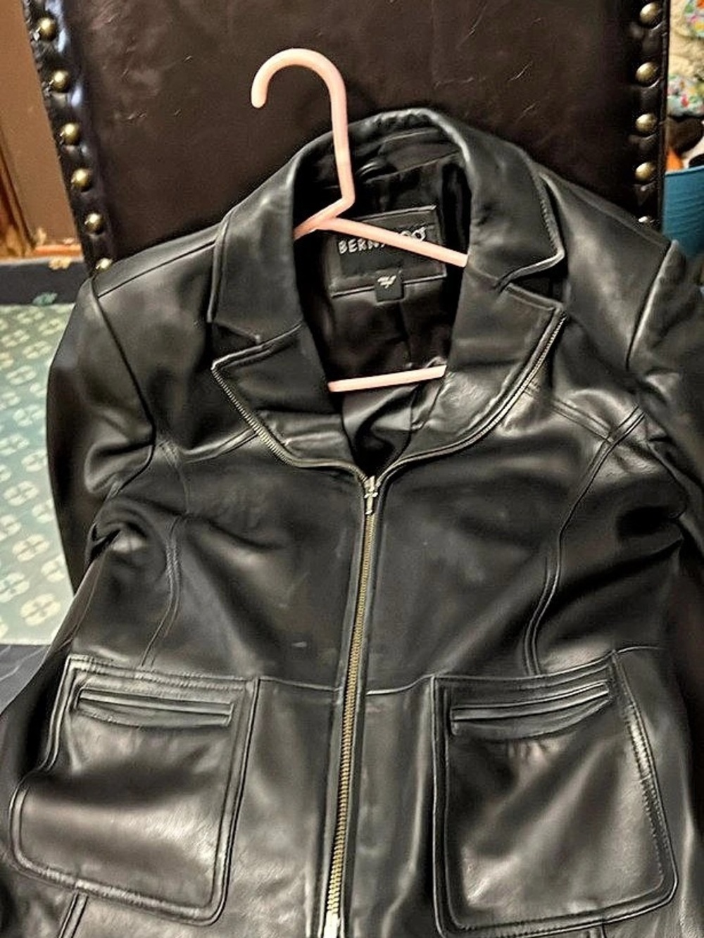 Bernardo Leather Moto Jacket in Black Small